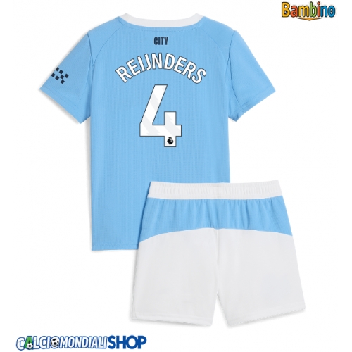 Maglie da calcio Manchester City Tijjani Reijnders #4 Prima Maglia Bambino 2025-26 Manica Corta + Pantaloni corti)